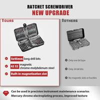 Set Obeng Ratchet Multifungsi 66-in-1 Magnetik Mini untuk Perbaikan Rumah Tangga, PC, Meja, Peralatan Tangan Aluminium OEM