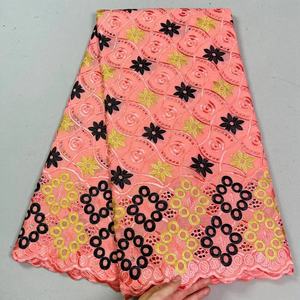 Precio al por mayor, vestido de Color verde, tela de encaje de algodón y bordado de costura con piedras, gasa suiza de algodón para vestido de mujer - Product Image 5