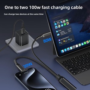 <span class=keywords><strong>Cable</strong></span> USB-C a USB-C 2 en 1 de 4 pies, Ultra-Duradero, de Nailon, Carga Rápida de 3A, 140W Máx., Conductor de Cobre Puro para <span class=keywords><strong>iPhone</strong></span> 15 - Product Image 2
