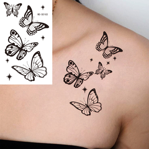 Autocollants de <span class=keywords><strong>tatouage</strong></span> temporaire pour femmes, 30 pièces/ensemble, cœur noir/pendragne/floral et céleste, faux <span class=keywords><strong>tatouage</strong></span> imperméable, autocollant imperméable - Product Image 2