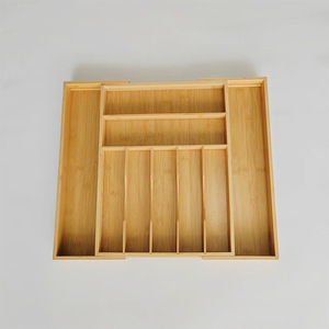 Caja organizadora telescópica de bambú con nueve compartimentos para cubiertos, organizador de cajones para cuchillos y vajilla, primavera 2023 - Product Image 2