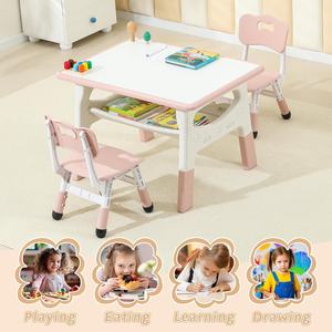 SINKIPA Ensemble <span class=keywords><strong>Table</strong></span> et 2 Chaises Modernes en Plastique pour Enfants, Hauteur Réglable, Plateau <span class=keywords><strong>Multi</strong></span>-<span class=keywords><strong>Activités</strong></span> à Graffiter, Rangement Intégré, Âges 3-8 ans - Product Image 2