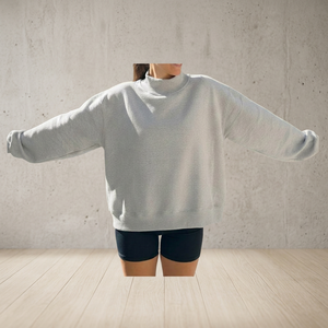 Sudadera Gris de Cuello Alto para Mujer, Otoño, Ecológica, de Forro Polar, Estilo Urbano, con Bordado 3D y Opciones de Logotipo Personalizado - Product Image 1
