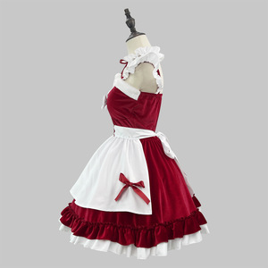 Velvet Maid Costume Claret Plus Size Cosplay Anime Role Playing Outfit Winter 2024 - Product Image 4