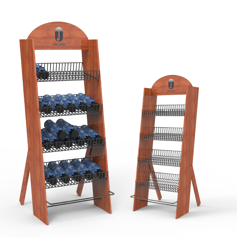 Apache Custom Folding Umbrella Display Rack Hanging Outdoor Beach Patio Umbrellas Rack Floor Display for Retail Stores