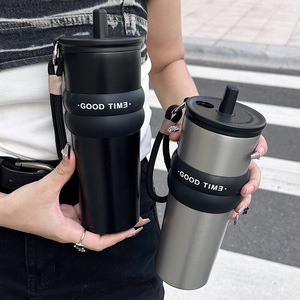 Stainless Steel Tumbler 316 With Straw Large Capacity Vacuum Flask Travel <b>Coffee</b> Water <b>Bottle</b> Insulated 6-12 Hours - Product Image 2