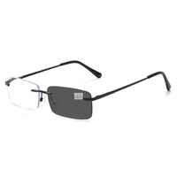 Lunettes de lecture progressives sans monture pour hommes, anti-lumière bleue, verres de traduction verifocales