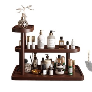 Solid Wood <b>Desktop</b> Cosmetic Organizer 3 Tier Storage Rack For Skincare Perfume Makeup Display <b>Shelf</b> - Product Image 2