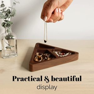 Cross-border wooden triangular jewelry box, <b>ring</b> <b>necklace</b>, jewelry display tray, solid wood storage and display box - Product Image 3