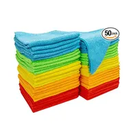 Paquets de serviettes de nettoyage réutilisables, non pelucheuses, en microfibre, réutilisables, multicolores, pour la cuisine, le lot de 50, pièces