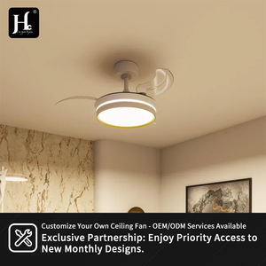 Ventilateur de plafond LED 36 pouces, corps métallique moderne avec abat-jour en acrylique, pales rétractables et pliables, télécommande pour la maison et le bureau - Product Image 6