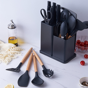 19 Piece Set Premium <b>Silicone</b> Utensils Stainless Steel Coated Knives Set Kitchen Stuff Set Cooking <b>Tool</b> Accessories With Holder - Product Image 4