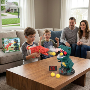 Juego de Disparos de Dinosaurios con 12 Bolas de Espuma, Gafas de Seguridad, Objetivo Móvil, Marcador Electrónico, Regalo de Plástico Unisex para Niños - Product Image 4