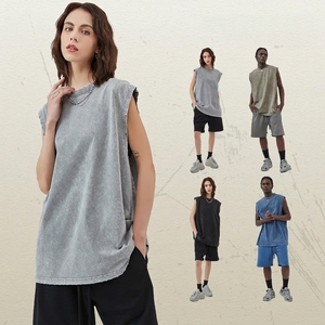 Débardeur Homme Été Style <span class=keywords><strong>Vintage</strong></span> Délavé Coupe Ample Style Urbain Coton Respirant Doux Léger Décontracté - Product Image 3