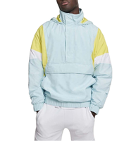 Blouson Bomber Homme Rétro Colorblock Printemps avec Capuche et Demi-Zip, Poche Kangourou Contrastante, Style Vintage Années 90 Oversize