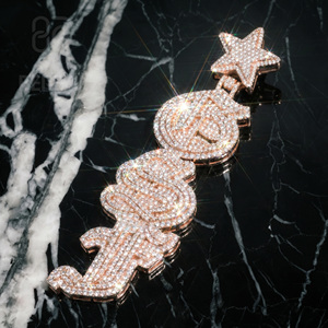 Pass Diamond <b>Tester</b> Vvs Moissanite 3D Vertical Pendant Men Custom Iced Out Round Diamond Hip Hop Name Letter Pendant Jewelry - Product Image 1