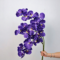Batang Anggrek Phalaenopsis Buatan Real Touch, Cabang Panjang Tunggal, Anggrek Kupu-kupu Palsu untuk Dekorasi Rangkaian Bunga Pernikahan dan Rumah