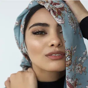 새로운 인쇄 버블 쉬폰 Hijab 스카프 디자인 꽃 Shawls 이슬람 스카프 스카프 랩 Turbans 긴 스카프