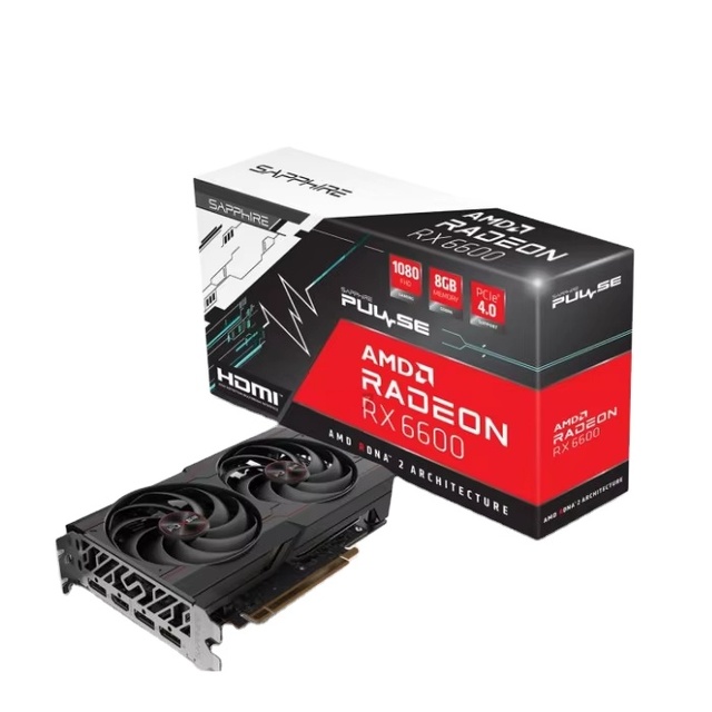 Used RX 6600 Graphics Card with RX 6600 XT GPU (8GB GDDR6 14 Gbps) Fan-Cooled PCIe 3.0 for Workstation