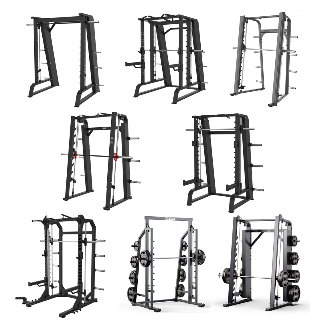 Heavy Duty Smith Machine 3 In 1 Power Cage With Functional Trainer Commercial Grade Fitness Equipment For Gym Project