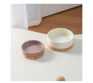 Bol en céramique pour animaux de compagnie Doe Pet, vente flash, logo personnalisé, bol pour chien et <span class=keywords><strong>chat</strong></span>, bol en céramique surélevé pour chien avec support en bambou - Product Image 6