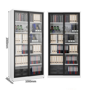 제조업체 2000*1000*400 슬라이드 유리문 잠금 가능 금속 선반 철제 보관 책장 - Product Image 2