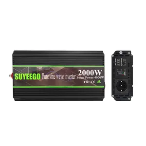 SUYEEGO Power Inverter 2000W DC 12V 24V to AC 230V 220V 110V Pure Sine Wave Inverter 2KW Car Power Inverters