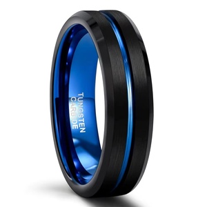 Anillos de carburo de tungsteno ranurados chapados en oro de 18 quilates de 8 mm POYA, anillos de boda modernos para hombre, para fiesta de compromiso - Product Image 6
