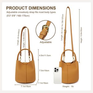 Sac à main seau en cuir de vachette tendance avec modes de port réglables et boutons magnétiques pour diverses occasions - Product Image 3