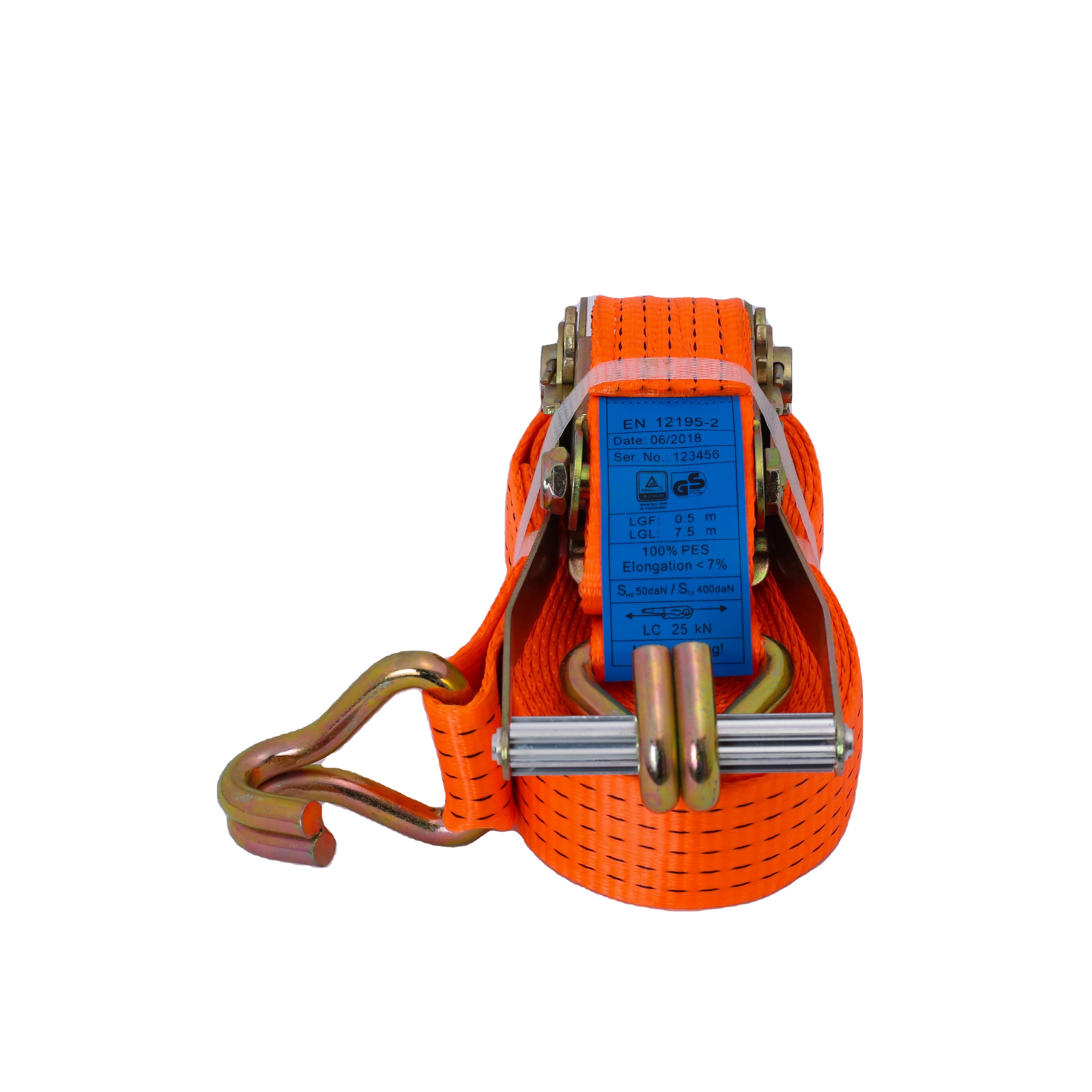 EN12195-2 Стандартный 4Ton X 10m Ratchet ремень с двойной J крюк галстук вниз