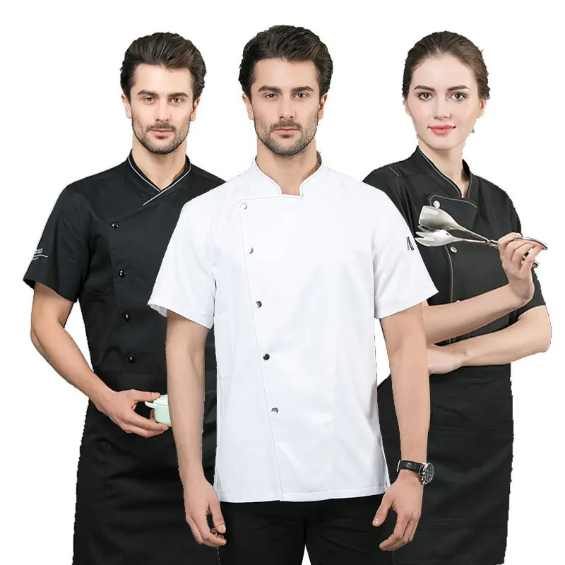 Forniture Premium qualità grigio governante personale Chef uniforme cameriere uniformi cucina infermieristica con tasca giacca da cuoco Unisex