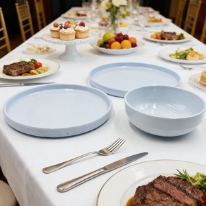 Service de restauration, kit de vaisselle complet en mélamine blanche et noire, assiettes et bols pour les événements de banquet - Product Image 3