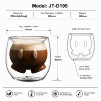 Gobelet à eau, café, yaourt, lait personnalisé avec logo, 200 ml, bouteille créative de dessin animé, cadeau, gobelet double en verre avec forme d'animal