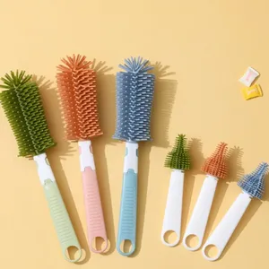 2PCS/Set Eco-Friendly Silicone Baby <b>Bottle</b> <b>Brush</b> Set Soft Bristles 360 Degree Rotation Baby Feeding Nipples Cups Vacuum Zenidoo - Product Image 2