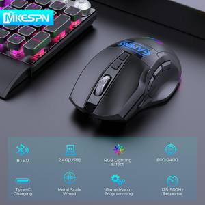 Souris de jeu ergonomique MKESPN W10 RGB 9 touches BT double mode trois canaux pour droitiers, programmable sans fil avec macros pour ordinateur - Product Image 6