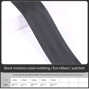 Ceinture de sécurité automobile noire épaisse à 3 points, imitation sangle avec motif en zigzag, en nylon et tissu textile - Product Image 3