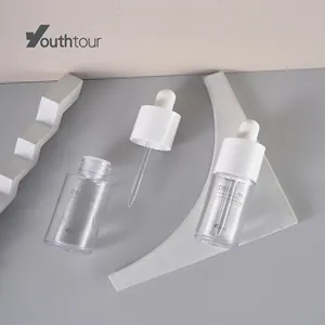 DRO-A IN STOCK RTS PETG Luxury White Transparent Custom Plastic Essence Oil Dropper Bottle Cosmetic Container