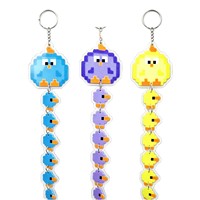 Porte-clés en acrylique personnalisé style pixel, motif coq imprimé UV, avec chaîne de suspension pour sac à dos
