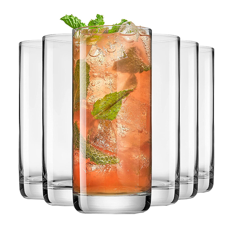 13oz Highball Glasses 6pc Tall Glass Sets Lead-Free Crystal Glass Drinking Glasses Water Glasses Mojito Glass Cups