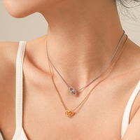 Collier double anneau entrelacé en acier inoxydable plaqué or 18 carats PVD, étanche, tendance, romantique, pour couple, cadeau H&C