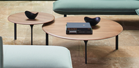 Nouveau design de meubles de salon en bois à 2 niveaux table basse latérale en fil de fer table basse ronde moderne en bois noir