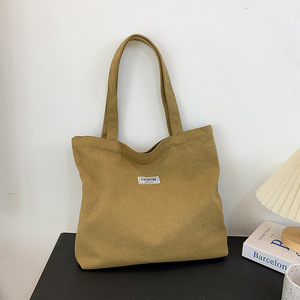 Sac fourre-tout en toile épaisse et lavée pour femme, grande capacité, sac à main/sac à bandoulière simple pour les trajets quotidiens. - Product Image 5