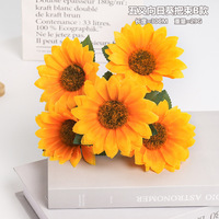 Bouquet de fleurs artificielles en soie, tournesol à 5 branches, pour la décoration de la maison, la Saint-Valentin