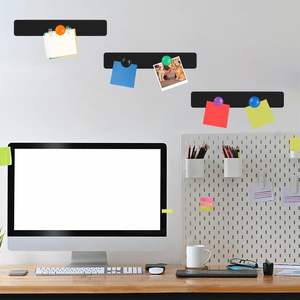 Bandes magnétiques en métal avec support adhésif Bande <span class=keywords><strong>magnétique</strong></span> noire Memo avec 12 aimants colorés pour mur <span class=keywords><strong>cuisine</strong></span> bureau - Product Image 2