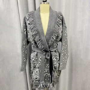 Cardigan Lungo da <span class=keywords><strong>Donna</strong></span> Stile Vintage Jancoco, Morbido Cashmere Lavorato a Maglia, Maglione Casual Stampato - Product Image 1