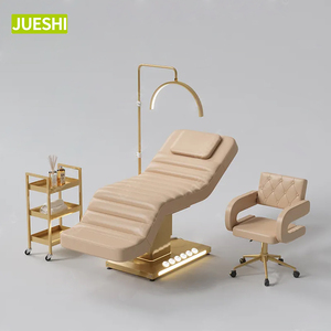 Perlengkapan Salon Kecantikan Emas Putih Berkualitas Tinggi, Ranjang Spa Wajah Medis 3 Motor Listrik, Ranjang Terapi Kecantikan Reclining - Product Image 4