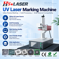 Machine de marquage laser UV HS LASER 3W 5W, machine de marquage et de gravure laser tout-en-un de bureau pour plastique, verre, acrylique