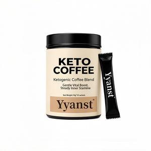 Café Instantáneo Cetogénico con Mezcla de Plantas Naturales, 10g*10 Sobres, Crema Blanca, Tapa Plana, Frasco de Plástico, Diseño Minimalista, OEM, Personalizado, a Granel - Product Image 1