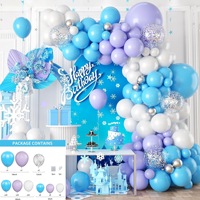 Kit d'arche de ballons bleus, argentés et blancs en forme de flocon de neige pour la décoration de fêtes de naissance, anniversaires, remises de diplômes et de vacances