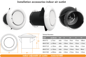 Cubiertas de ventilación de aire HVAC central para casa 80/100/125/150/200mm Tamaños de ventilación Solución de diseño gráfico capaz - Product Image 3